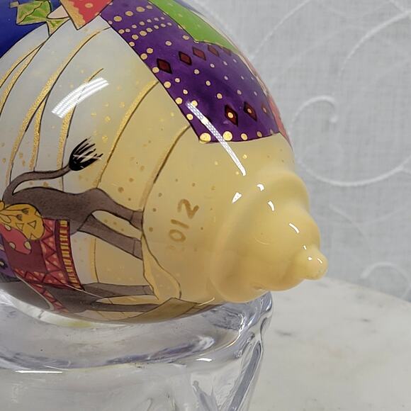 Reverse Painted Glass Ornament Handcrafted 6" Nativity Scene Christmas Village - Picture 10 of 16